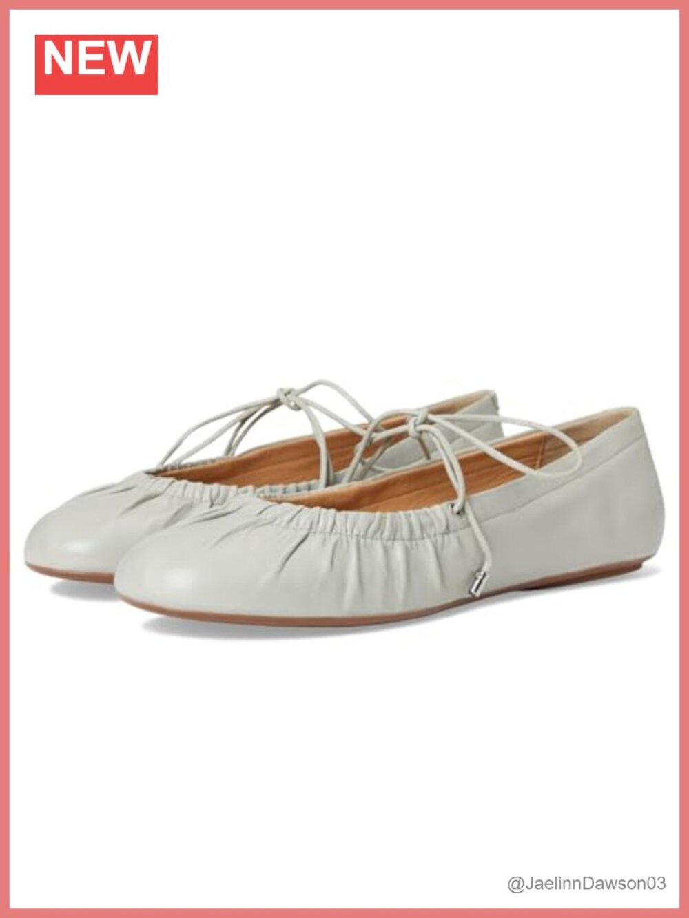 Leather Ballet Flats with Lace-Up Closure and Padded Insole